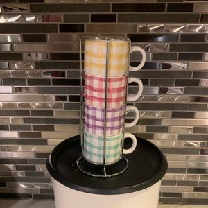 New Coco + Lola Single Shot Espresso Mugs w/ Silver Stand